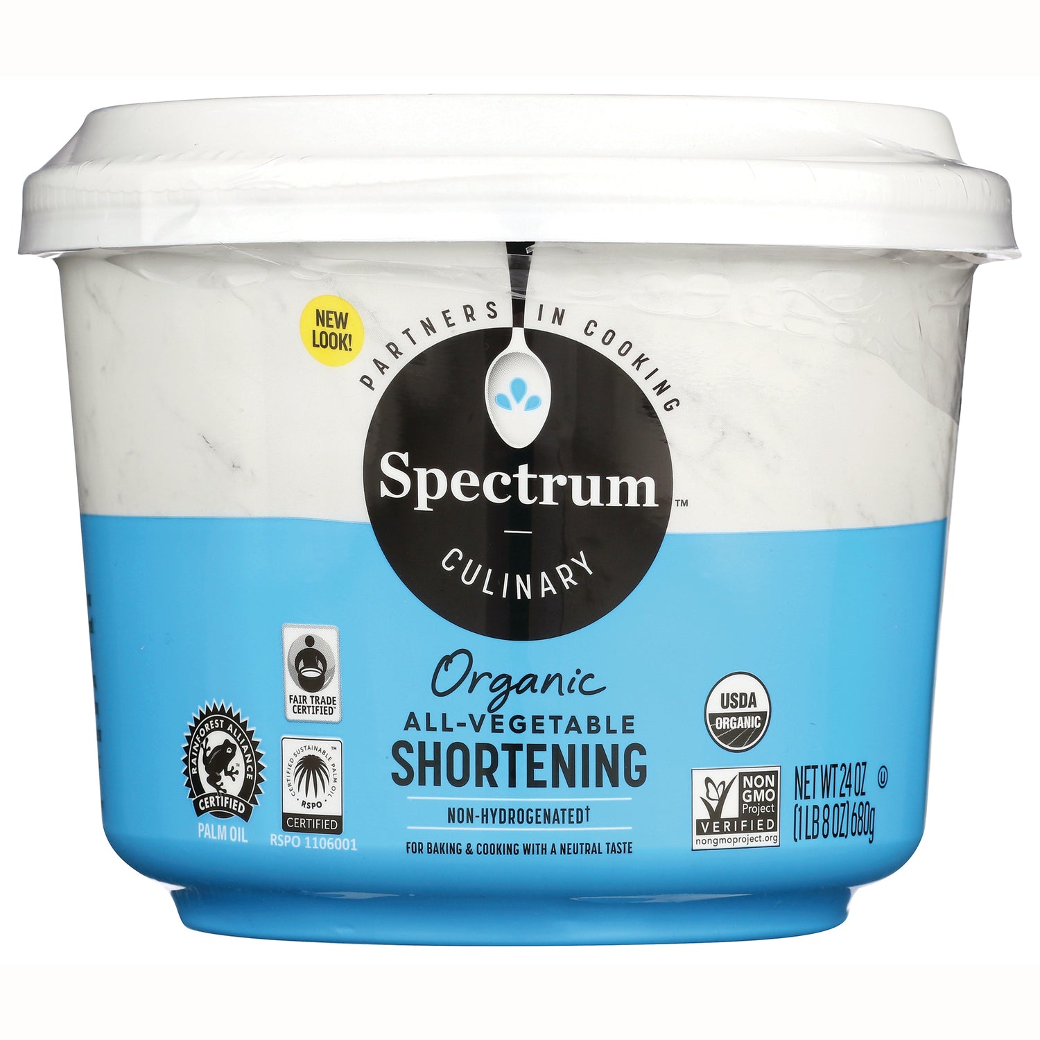 SP052 | Spectrum Culinary Organic All-Vegetable Shortening, non-hydrogenated, 24 oz tub