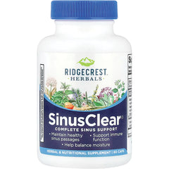 PH076 | RidgeCrest Herbals SinusClear bottle, complete sinus support supplement, 60 vegan capsules