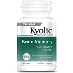 KY030 | White Kyolic Brain Memory supplement bottle labeled Concentration & Recall, 90 capsules