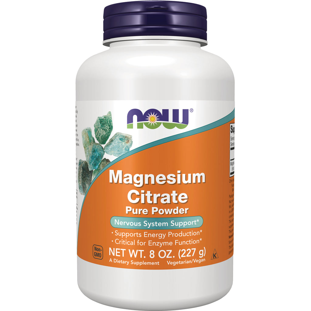 NWF620 | NOW Magnesium Citrate Pure Powder 8 oz white bottle with orange label - Thumbnail