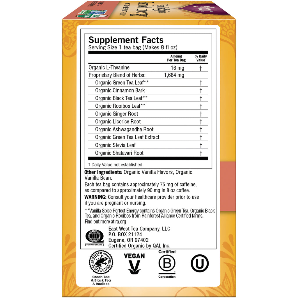 AHW053 | Back panel showing Supplement Facts, ingredient list and certification logos including Vegan and B Corporation - Thumbnail