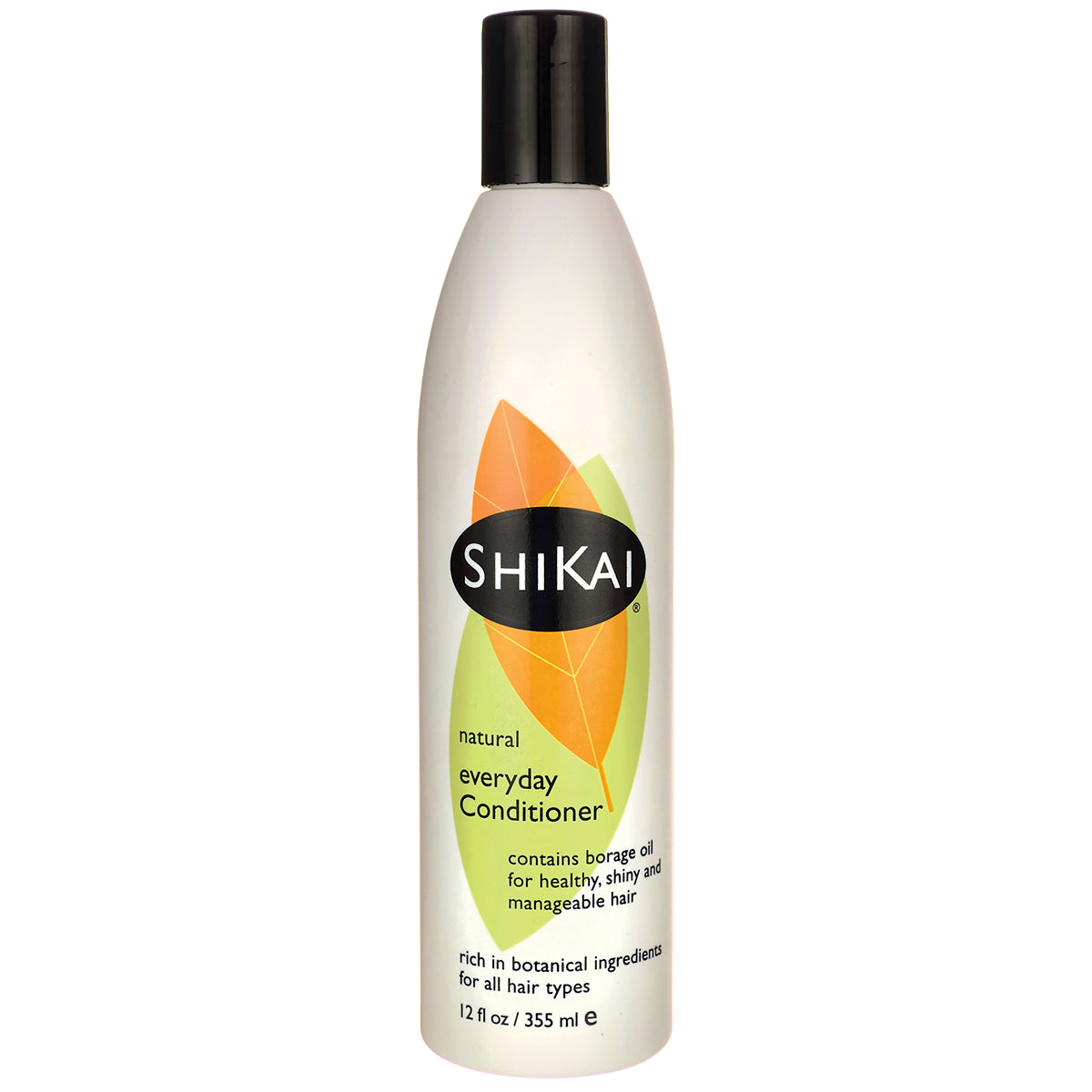 SHK008 | tall white bottle of SHIKAI everyday conditioner with orange leaf logo