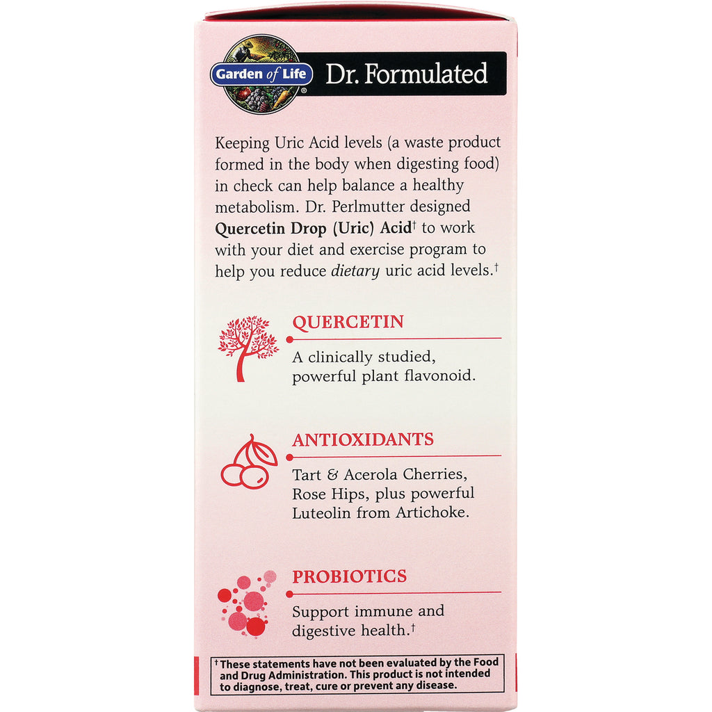 GLF362 | Dr. Formulated product infographic panel listing quercetin, antioxidants, probiotics and brief benefits - Thumbnail