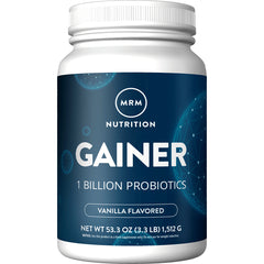 MRM046 | MRM Nutrition GAINER vanilla flavored supplement jar front label 1 billion probiotics