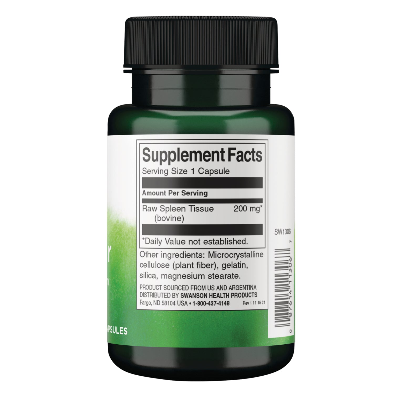 SW1306 | Back label with Supplement Facts