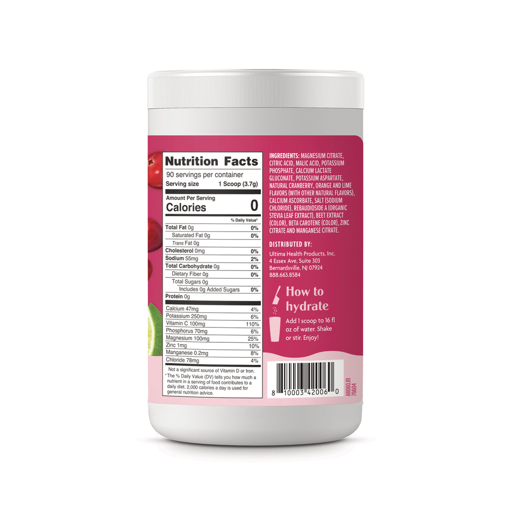 UHP033 | Back of drink mix canister with Nutrition Facts, ingredients, and 'How to hydrate' instructions - Thumbnail