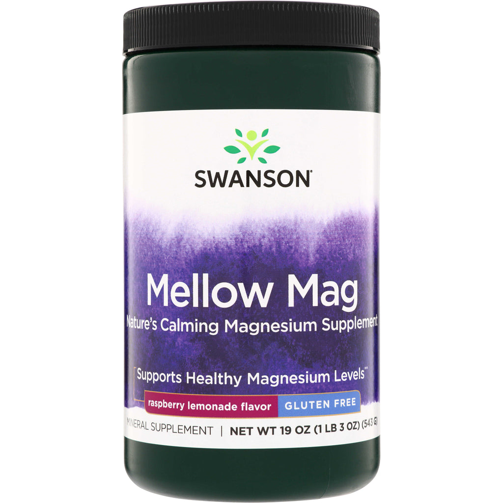 SW1732 | Swanson Mellow Mag magnesium supplement, raspberry lemonade flavor, gluten free - Thumbnail