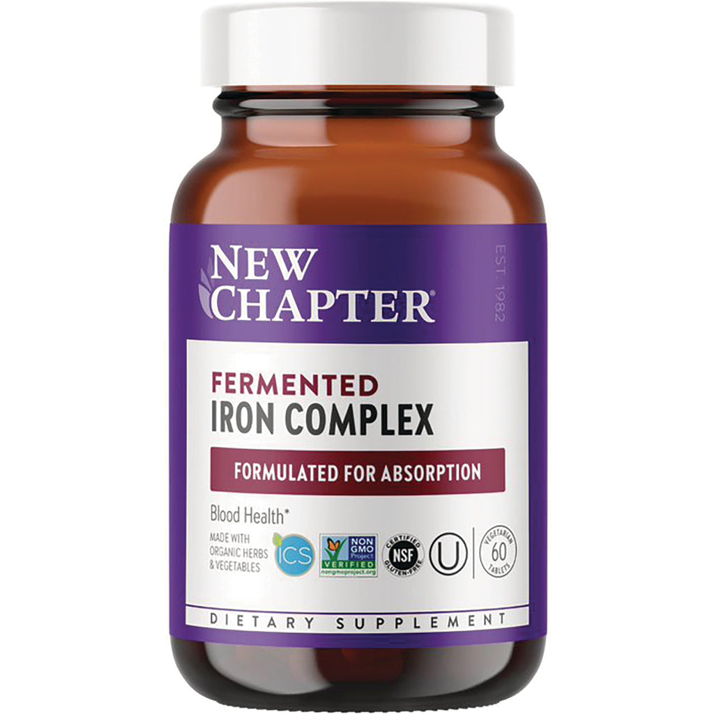 NWC169 | New Chapter Fermented Iron Complex bottle labeled formulated for absorption 60 tablets - Thumbnail