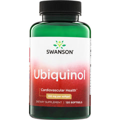 SWU937 | Swanson Ubiquinol supplement, 100 mg per softgel, 120 softgels, bottle front label with Cardiovascular Health text