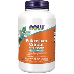 NWF1374 | NOW Potassium Citrate Pure Powder supplement bottle, 12 oz white container with orange label