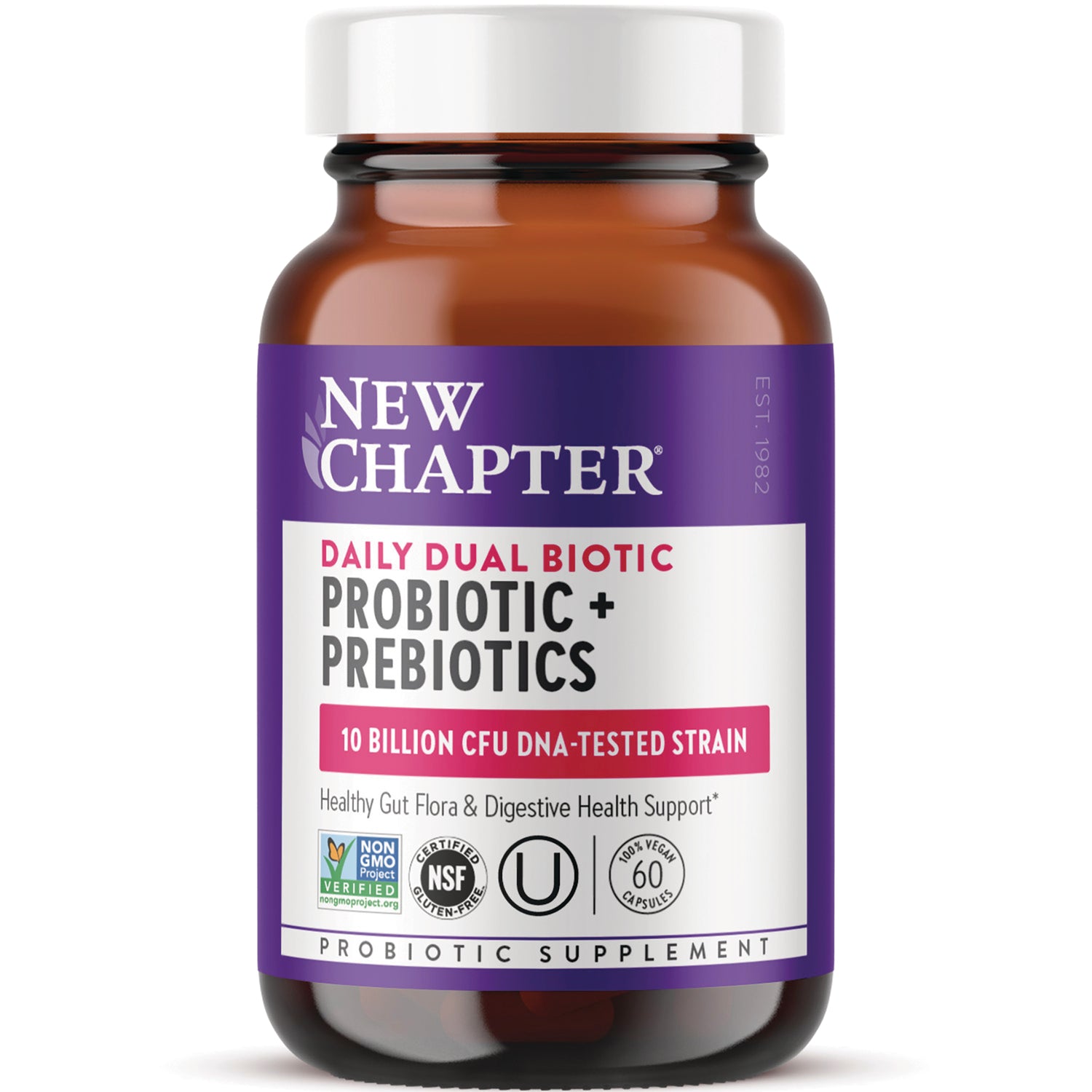 NWC324 | New Chapter Daily Dual Biotic probiotic + prebiotics bottle with purple label, 60 capsules