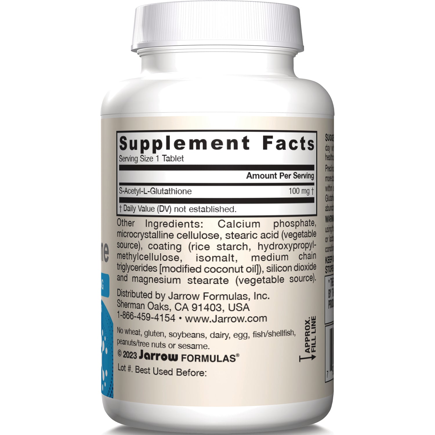 JR301 | back label showing Supplement Facts panel and ingredient list for Jarrow Formulas bottle