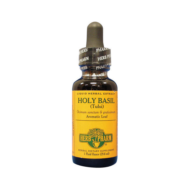 HPH022 | amber dropper bottle labeled HOLY BASIL (Tulsi) Herb Pharm liquid herbal extract 1 fl oz