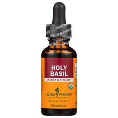 HPH022 | amber dropper bottle labeled HOLY BASIL (Tulsi) Herb Pharm liquid herbal extract 1 fl oz