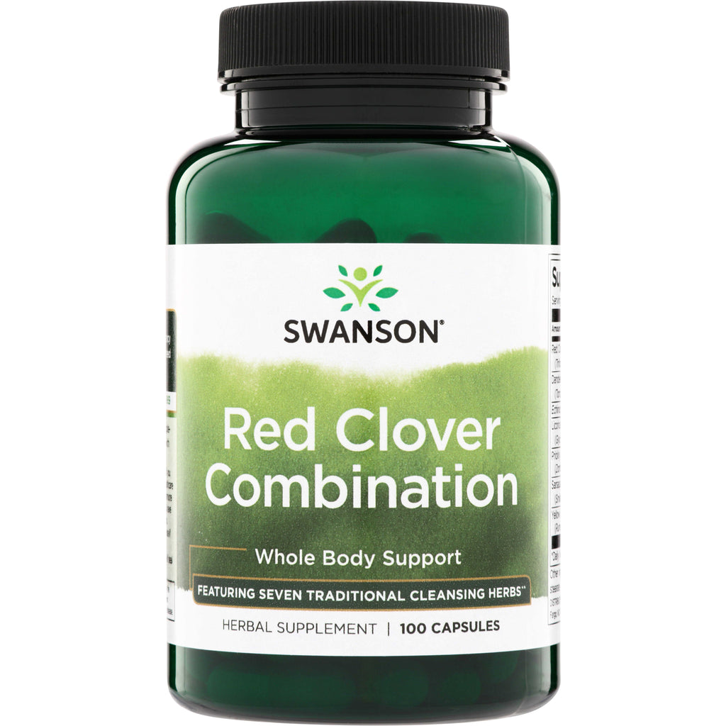 SW422 | Swanson Red Clover Combination, whole body support, herbal supplement, 100 capsules bottle front - Thumbnail