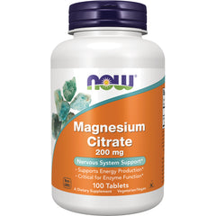 NWF065 | NOW Magnesium Citrate 200 mg bottle front label, 100 tablets
