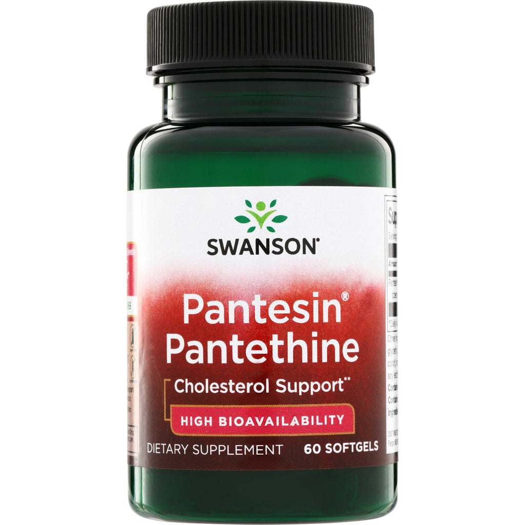 SWU150 | Swanson Pantesin Pantethine Cholesterol Support, High Bioavailability, 60 softgels bottle front - Thumbnail