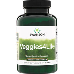 SWR016 | Swanson Veggies4Life dietary supplement, Detoxification Support, Green Foods Formula, 300 tablets bottle front