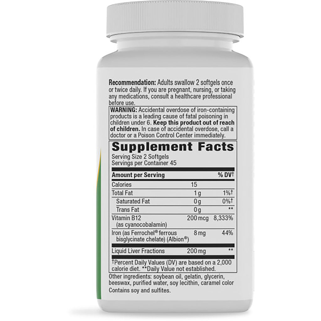 ET130 | Supplement Facts panel and ingredients on back of brown supplement bottle with green cap - Thumbnail