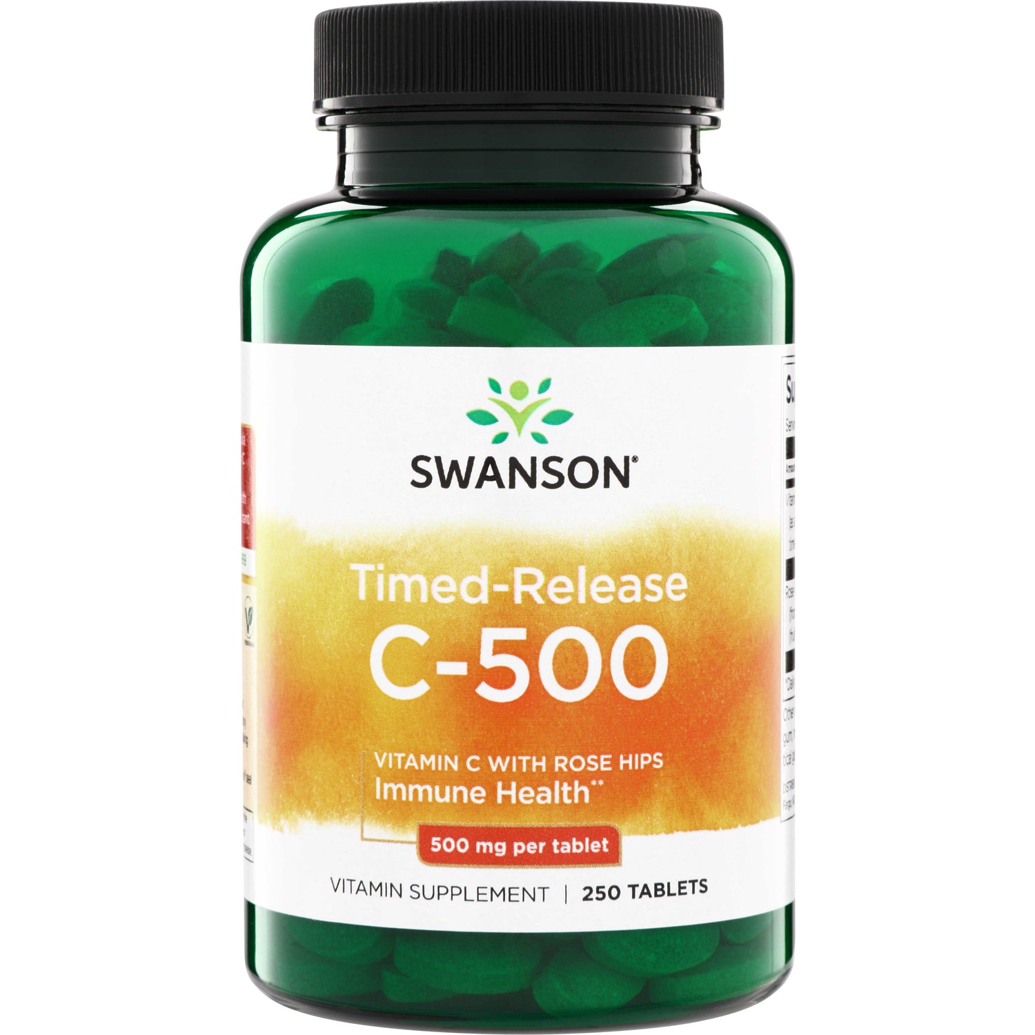SW094 | Swanson Timed-Release C-500 Vitamin C with Rose Hips, 500 mg per tablet, 250 tablets, Immune Health