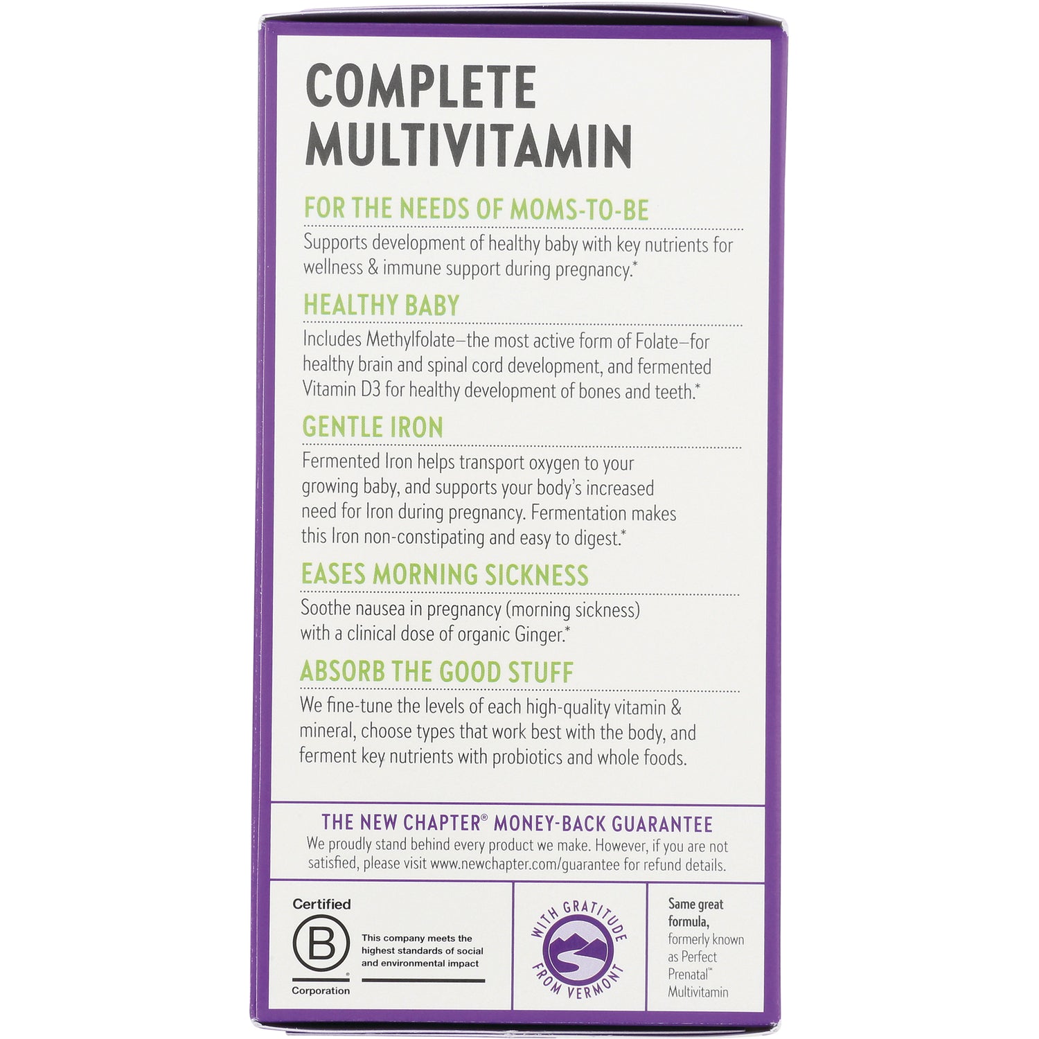 NWC148 | product infographic showing Complete Multivitamin benefits for moms-to-be
