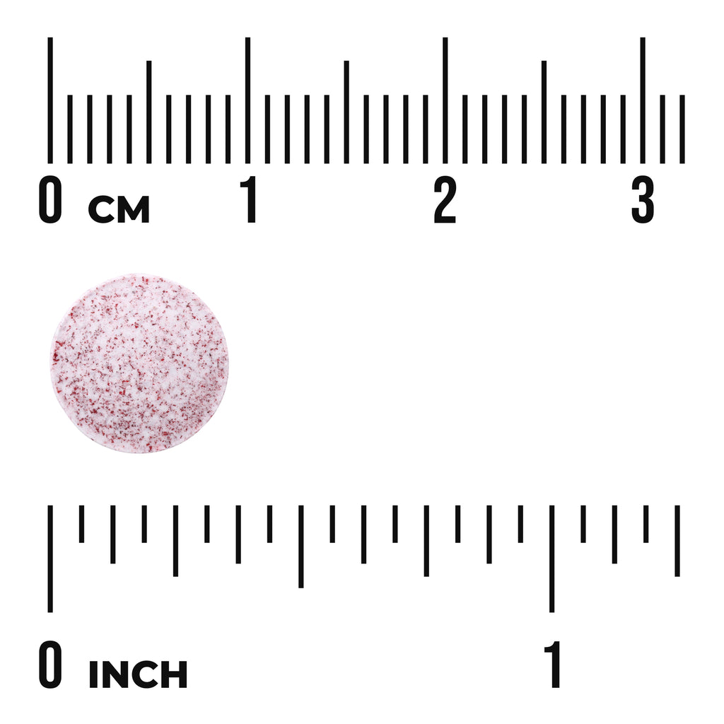 SWU842 | Round speckled tablet beside centimeter and inch rulers labeled '0 CM' and '0 INCH' showing size - Thumbnail