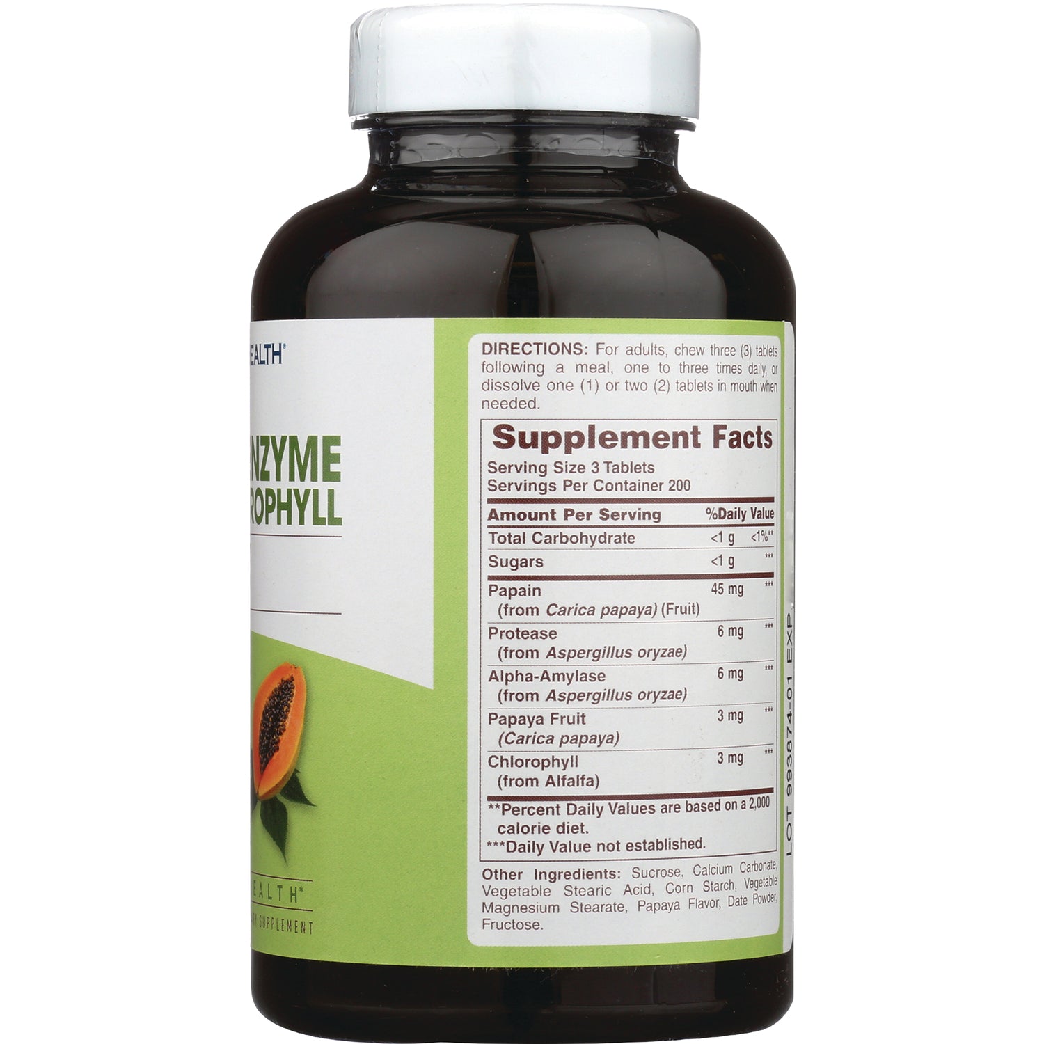 AM132 | Back label showing Supplement Facts, directions and ingredients on a brown supplement bottle