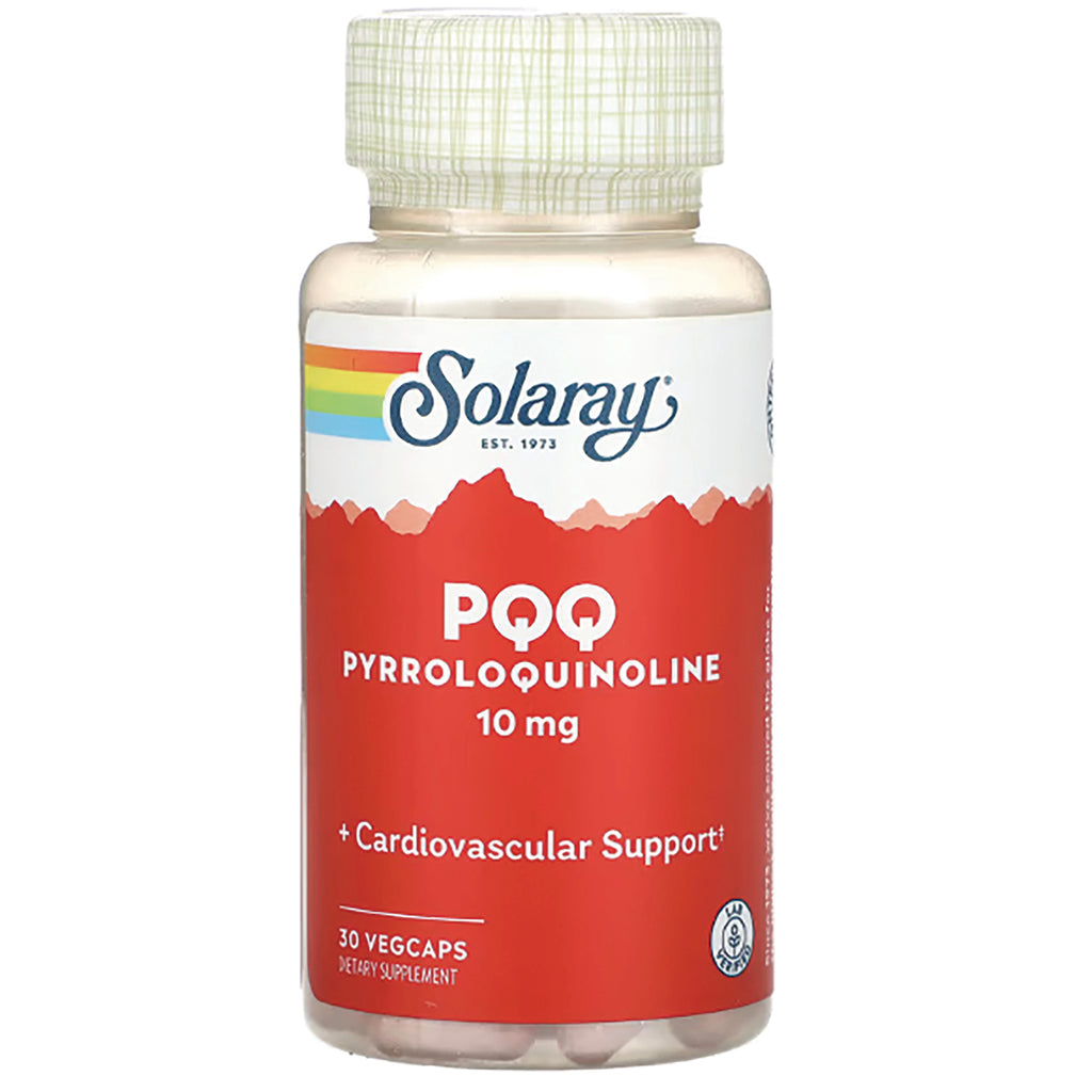 SLR394 | Solaray PQQ pyrroloquinoline 10 mg supplement bottle, 30 vegcaps, cardiovascular support - Thumbnail