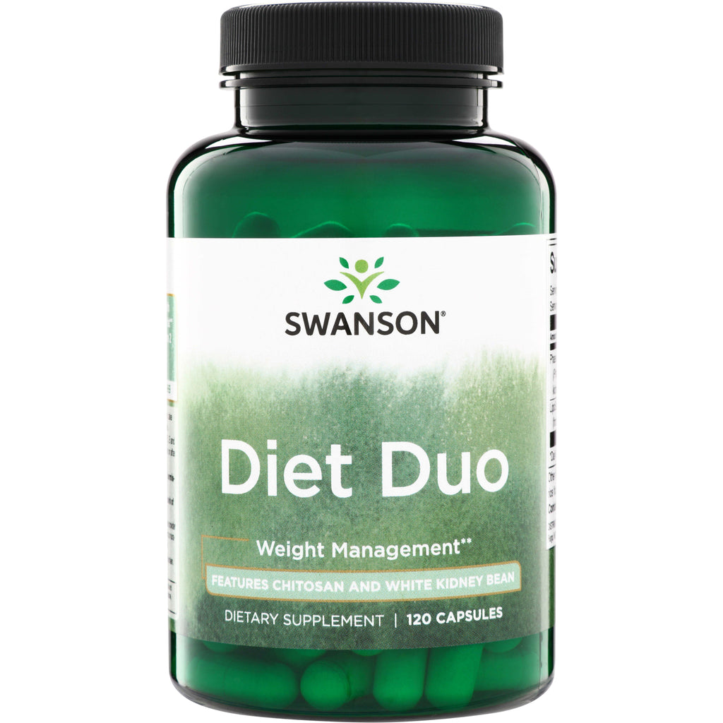 SWD048 | Swanson Diet Duo weight management supplement with chitosan and white kidney bean, 120 capsules front - Thumbnail