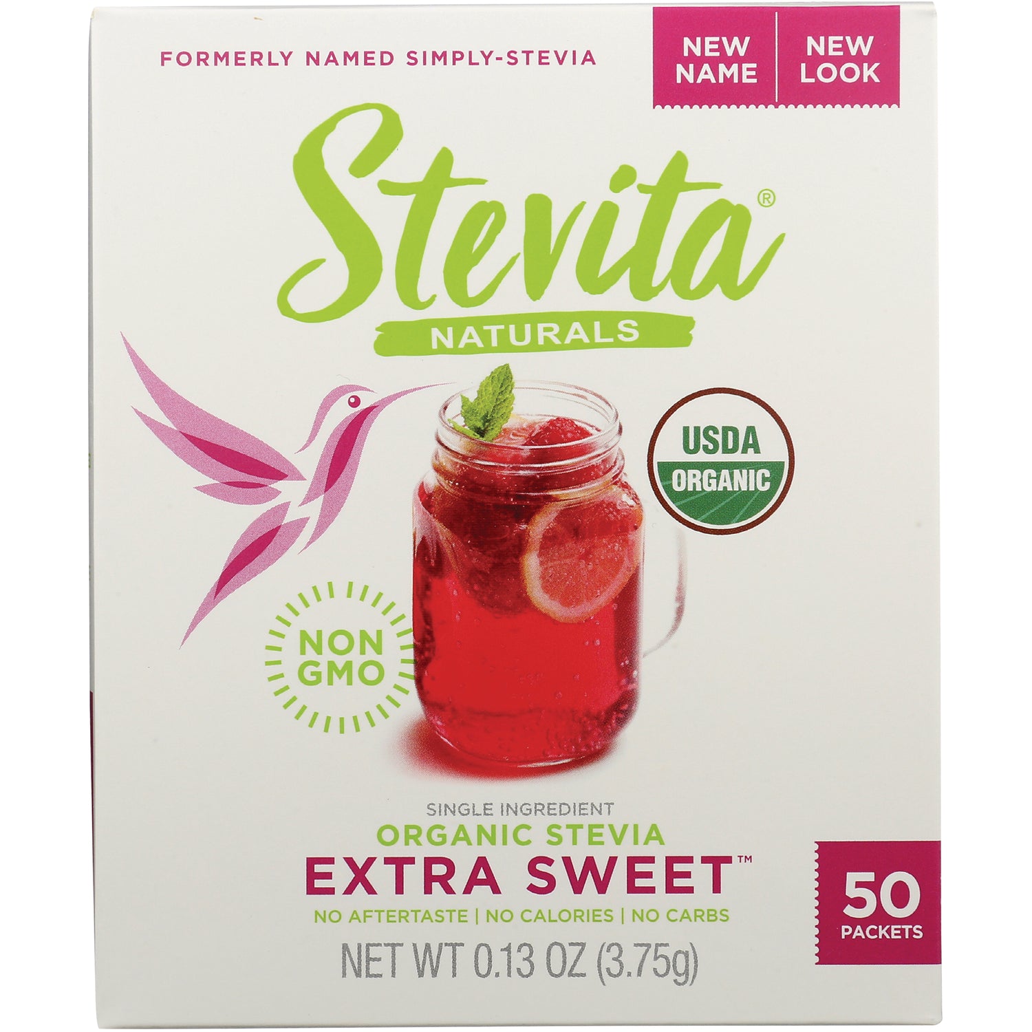 STV017 | Stevita Naturals Organic Stevia Extra Sweet, 50 packets; USDA Organic and Non-GMO