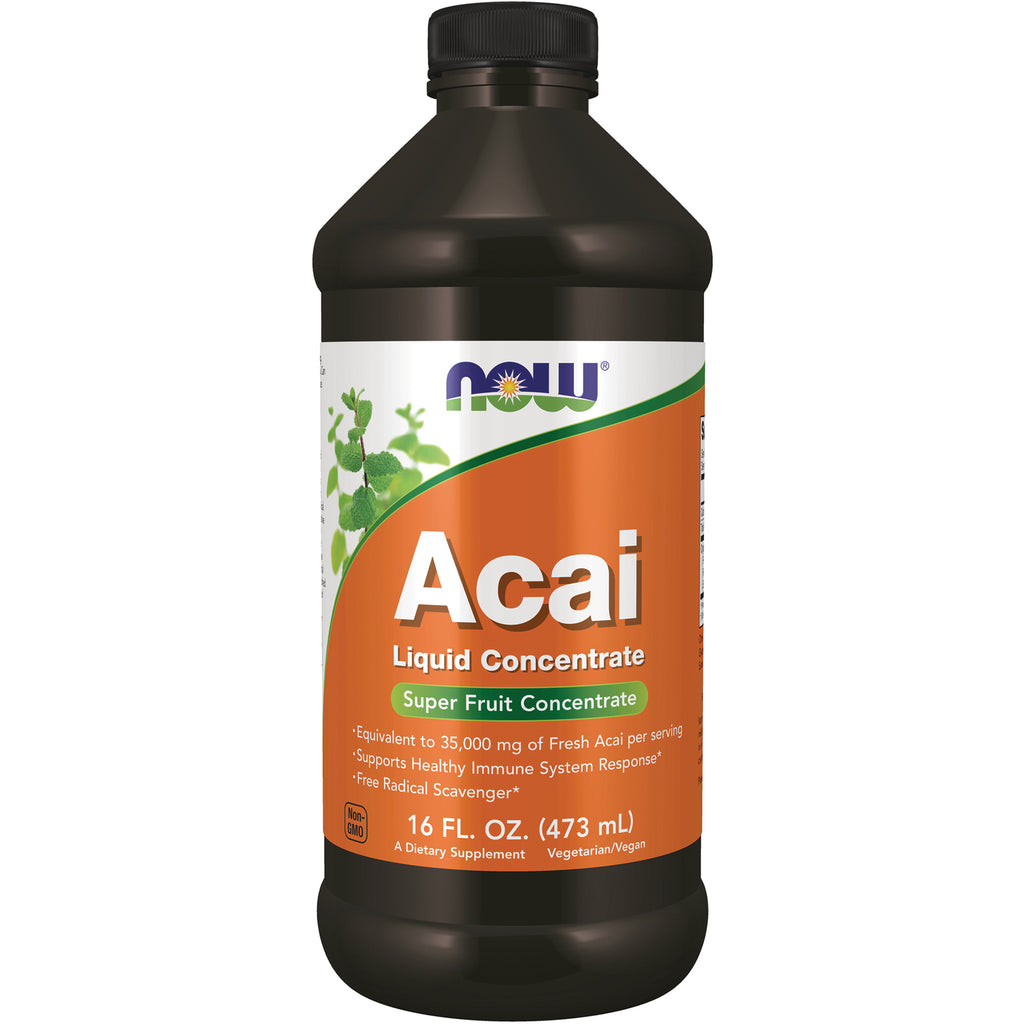 NWF228 | NOW Acai Liquid Concentrate 16 FL. OZ (473 mL) brown bottle with orange label - Thumbnail