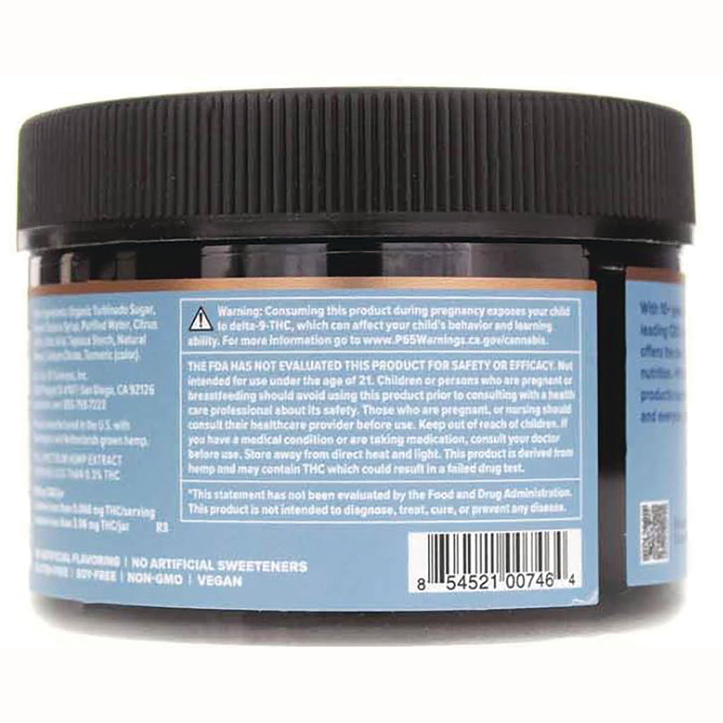 CV024 | back of dark plastic jar with blue label showing warning text, ingredient panel, and barcode - Thumbnail