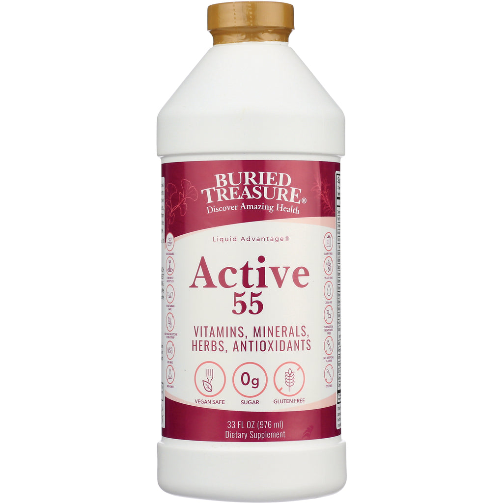 BTR004 | Buried Treasure Active 55 liquid dietary supplement bottle, 33 fl oz, vitamins, minerals, herbs, antioxidants - Thumbnail