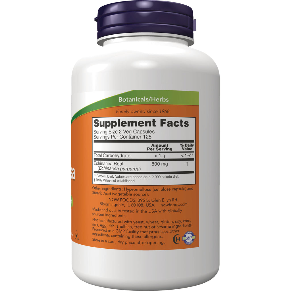 NWF672 | back label with Supplement Facts panel and ingredients listing showing Echinacea Root 800 mg - Thumbnail