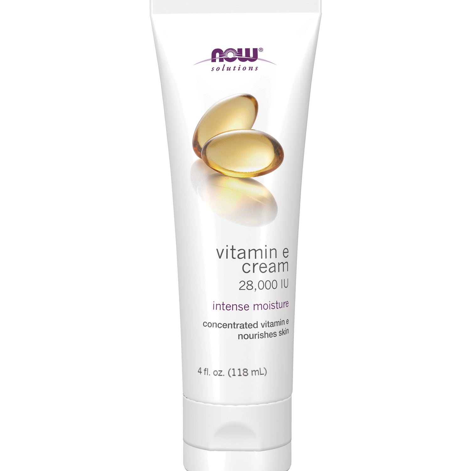 NWF515 | NOW Solutions vitamin e cream tube labeled 28,000 IU intense moisture 4 fl oz
