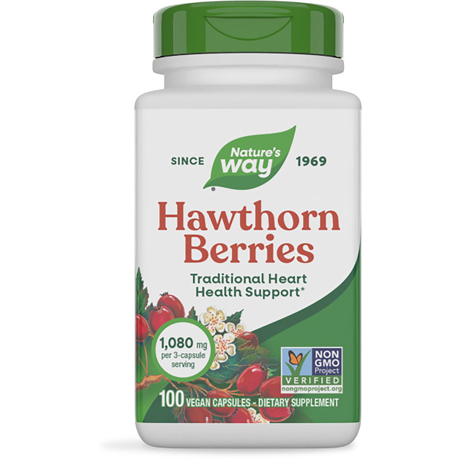 NW149 | Nature's Way Hawthorn Berries supplement bottle front label reading Hawthorn Berries Traditional Heart Health Support