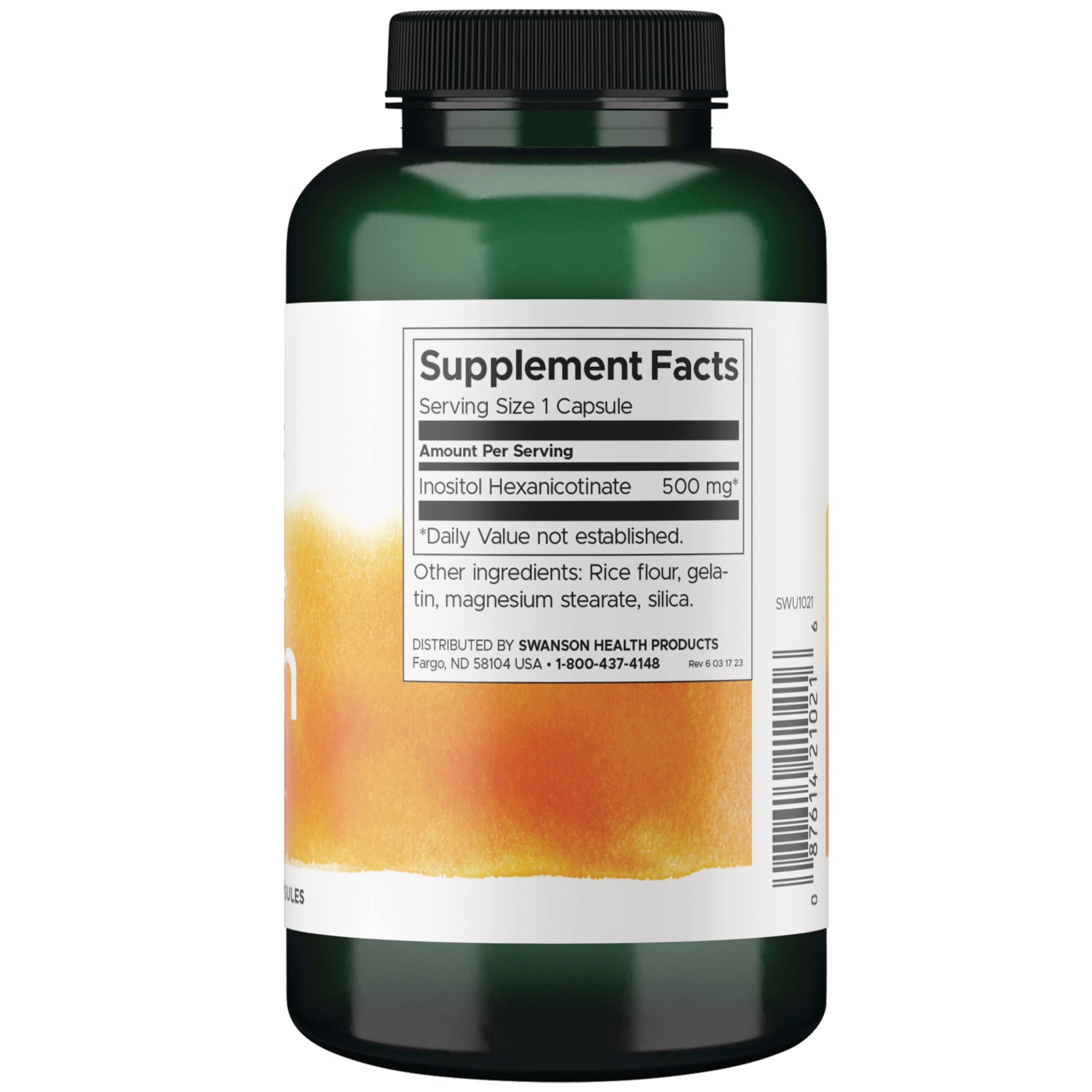 SWU1021 | Back label with supplement facts and serving information