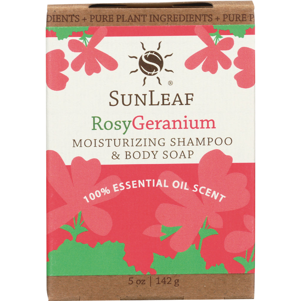 SLN007 | SunLeaf Rosy Geranium moisturizing shampoo and body soap box with pink floral design, 5 oz - Thumbnail