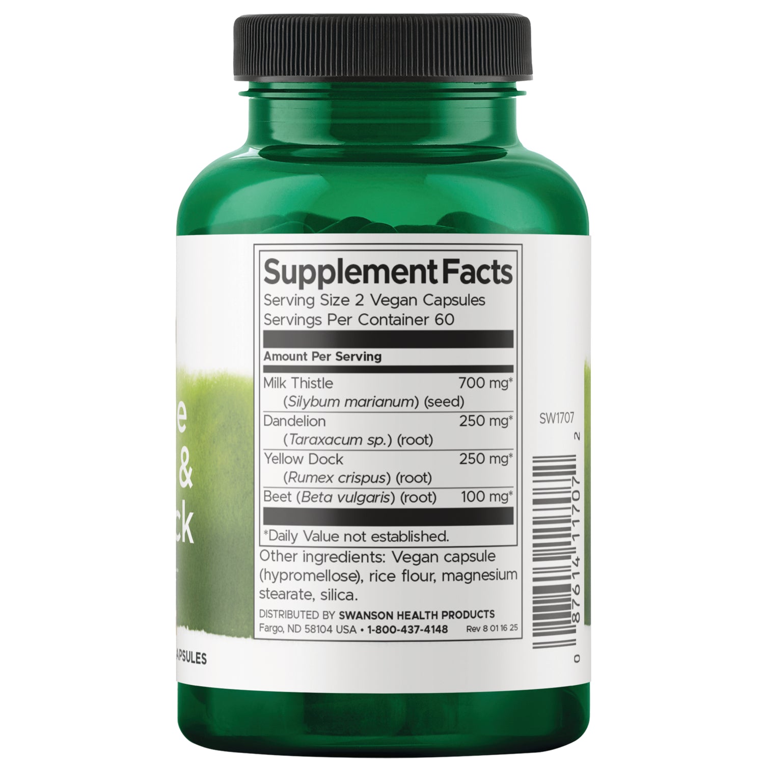 SW1707 | Back label with Supplement Facts