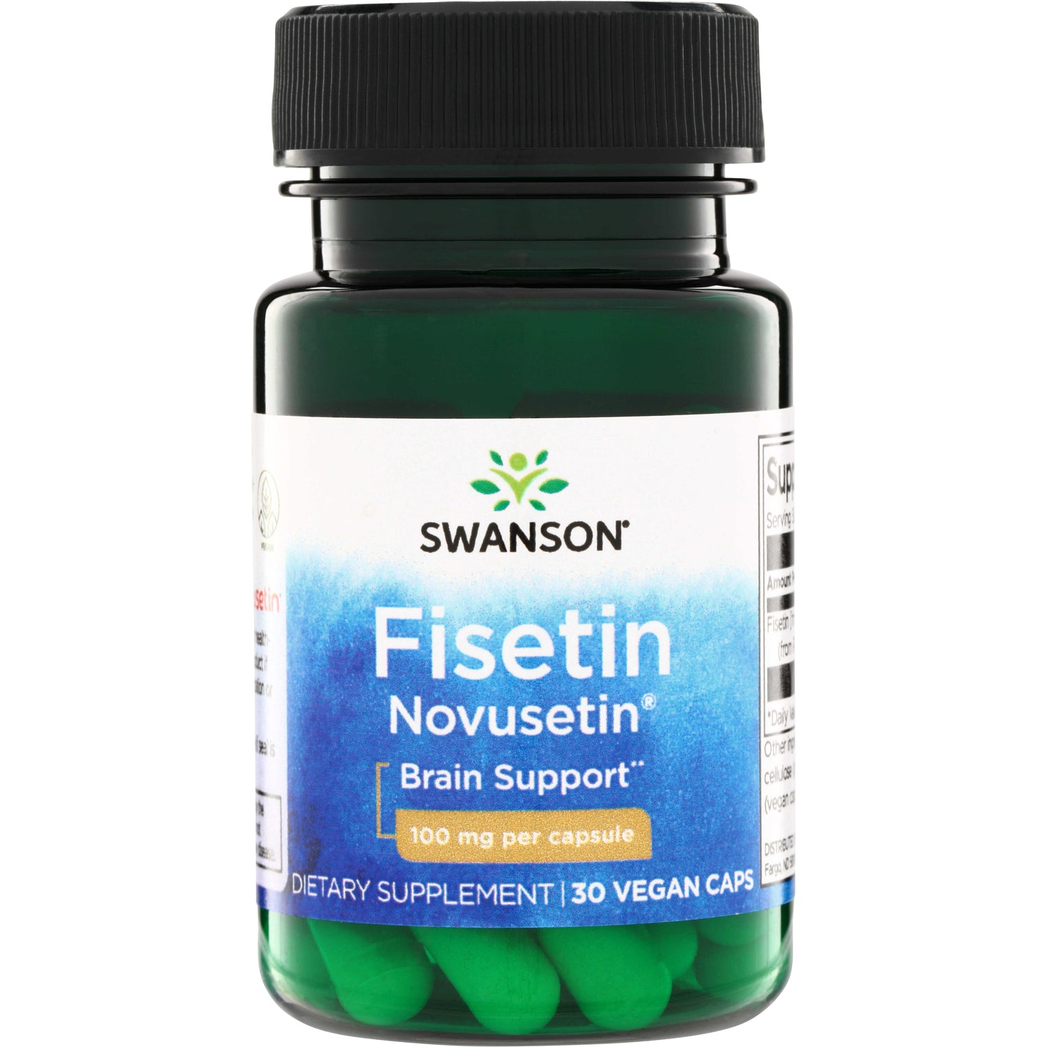 SWU707 | Swanson Fisetin Novusetin Brain Support, 100 mg per capsule, 30 vegan caps bottle front
