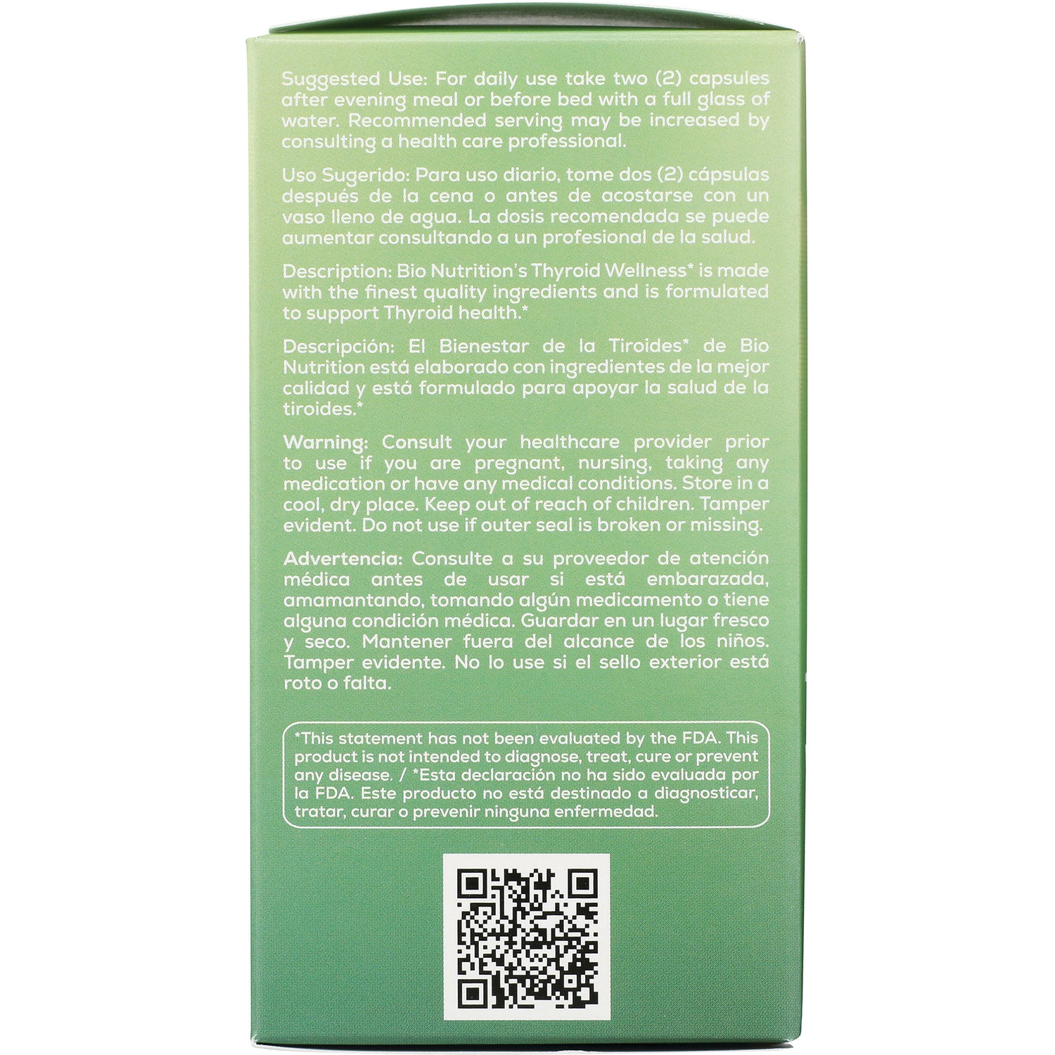 BNN065 | Back panel showing suggested use, warnings, FDA disclaimer and QR code