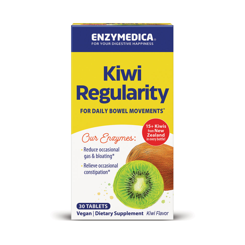 EMD074 | Enzymedica Kiwi Regularity supplement box front with kiwi illustration and 30 tablets label - Thumbnail
