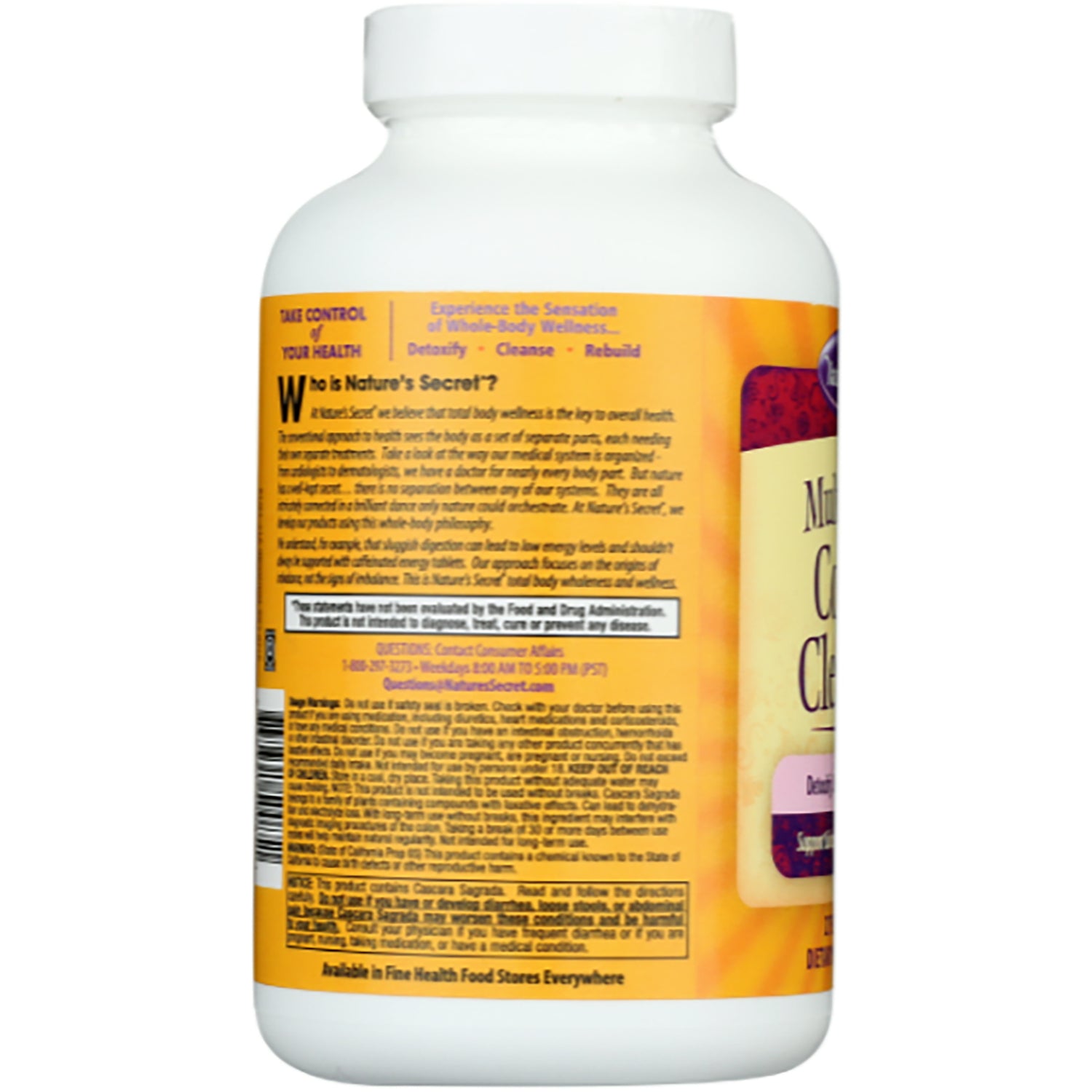 NTS20 | back of white supplement bottle showing ingredient facts and label text