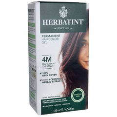 HBT010 | Herbatint permanent haircolor gel 4M Mahogany Chestnut box showing product name and model hair