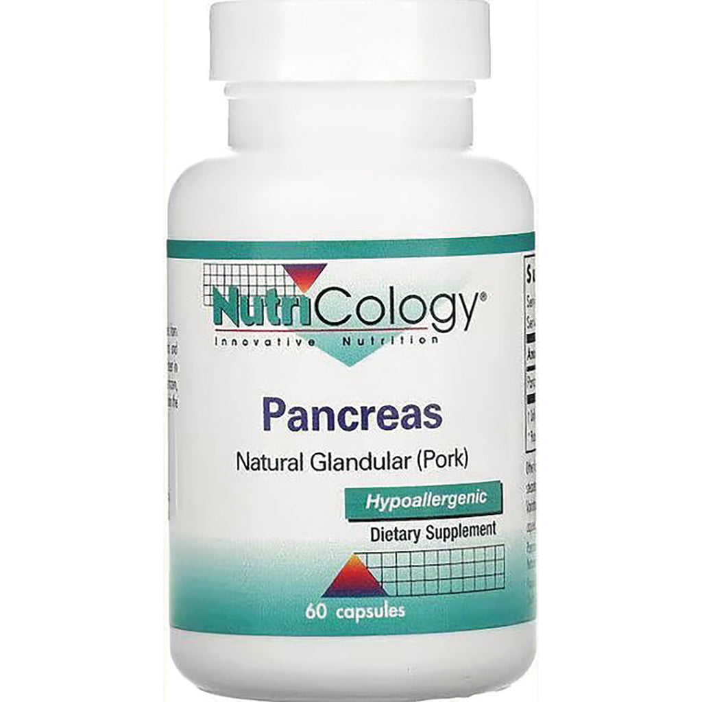 NCL008 | NutriCology Pancreas natural glandular (pork) dietary supplement bottle, 60 capsules, hypoallergenic - Thumbnail