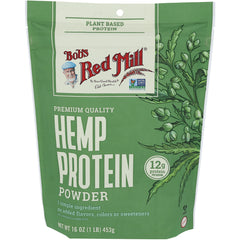 BOB074 | Bob's Red Mill hemp protein powder front pouch showing HEMP PROTEIN POWDER and 12g protein per serving