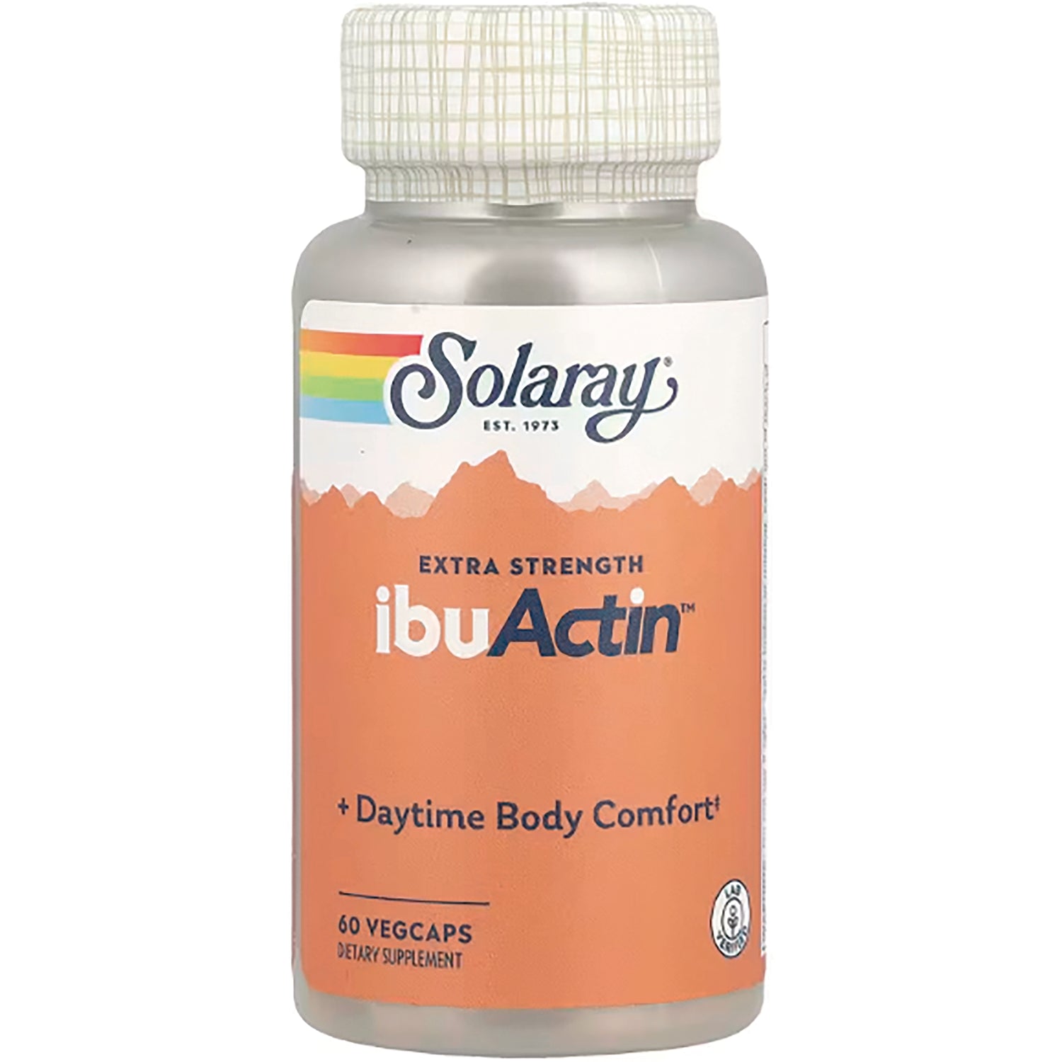 SLR298 | Solaray Extra Strength ibuActin Daytime Body Comfort, 60 VegCaps bottle front