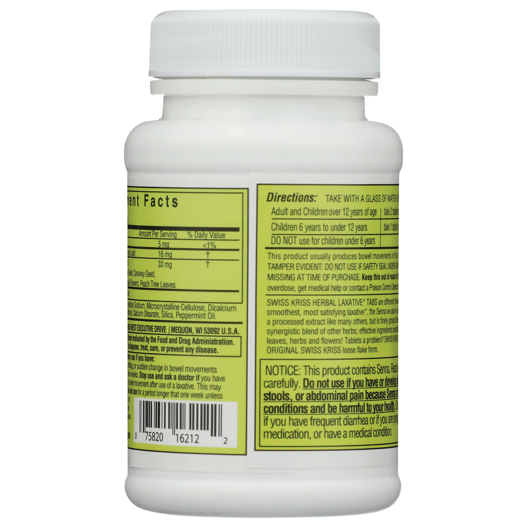 SKR001 | Back of white supplement bottle showing yellow nutrition facts and directions label with barcode - Thumbnail