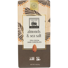 EES002 | Endangered Species Chocolate almonds & sea salt 72% cocoa dark chocolate bar front packaging