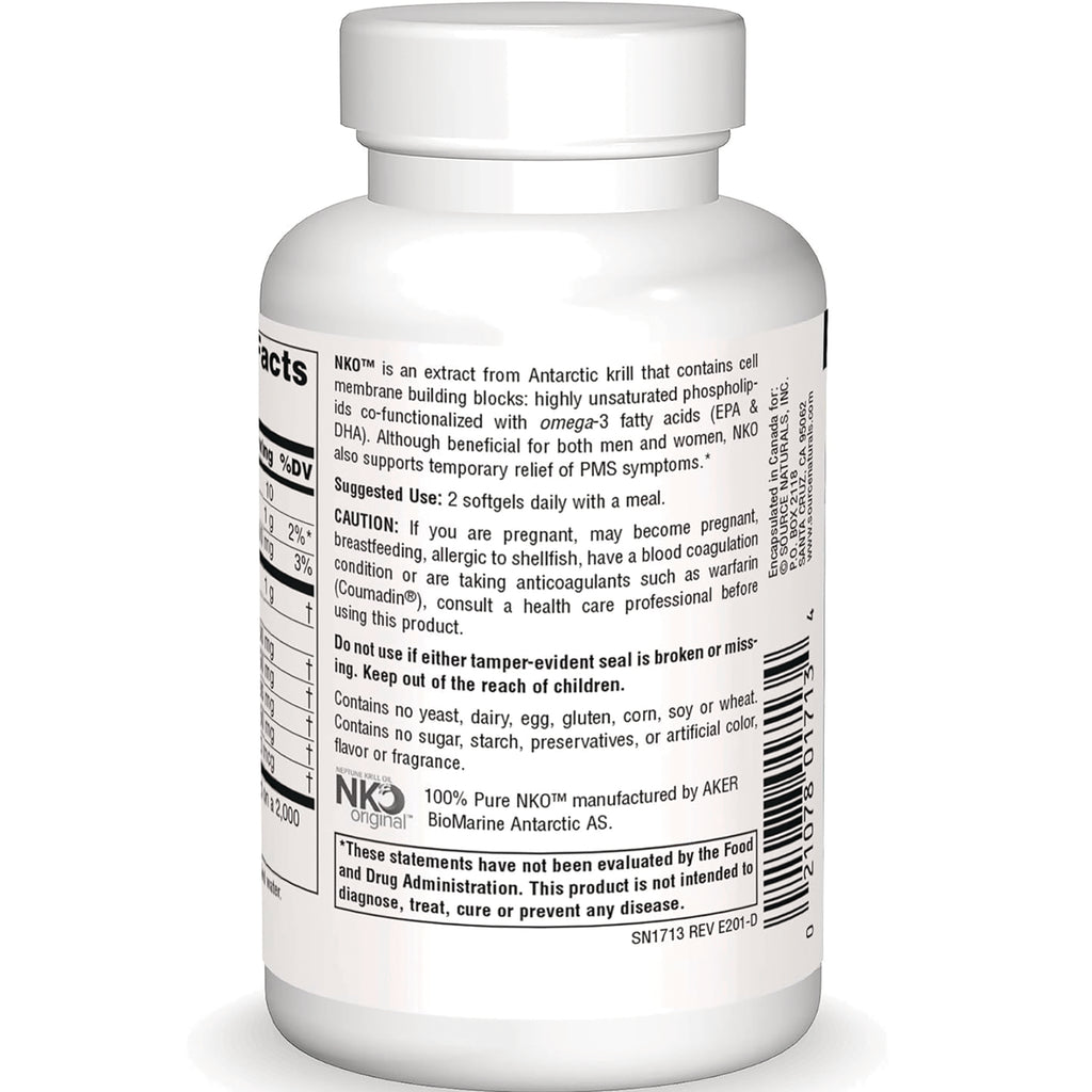 SN127 | back label of white supplement bottle showing Suggested Use 2 softgels daily, caution and ingredient statements, and barcode - Thumbnail
